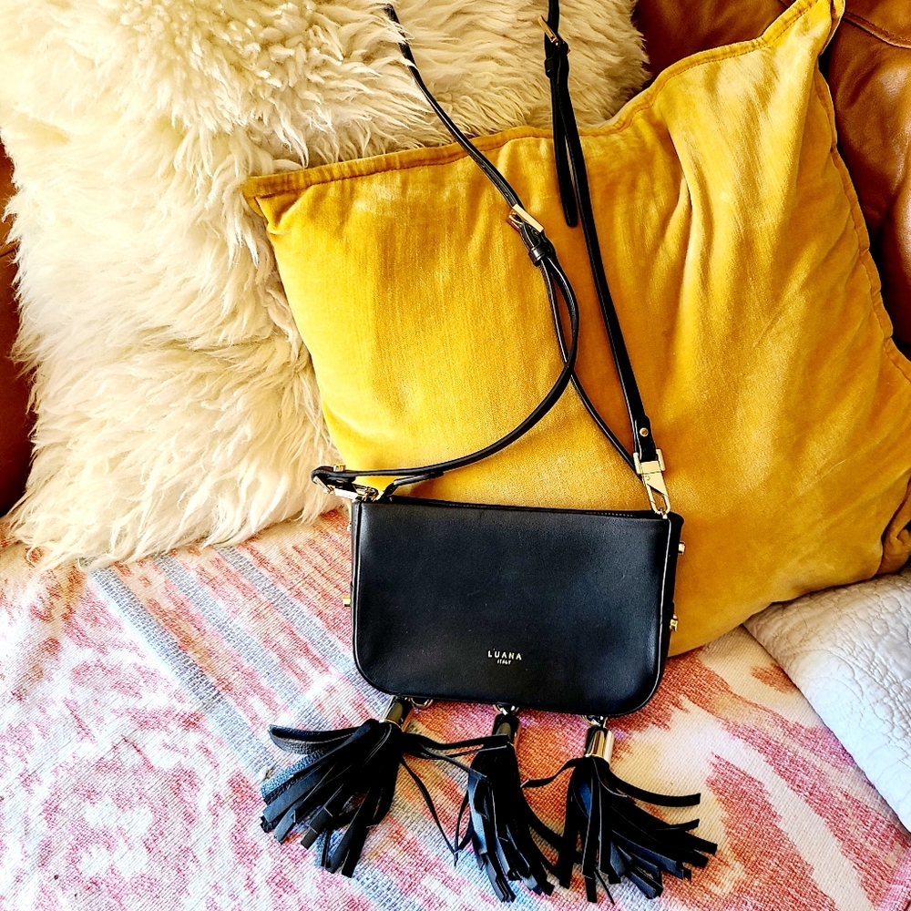 Luana Italy Black Tassel  Crossbody